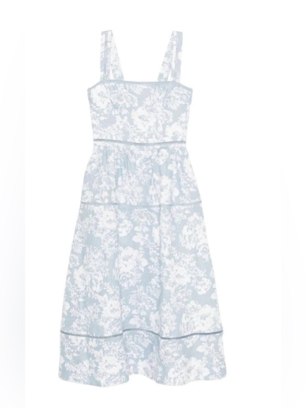 Reformation NWT Everett linen dress in porcelain blue white size 10 - Picture 3 of 11